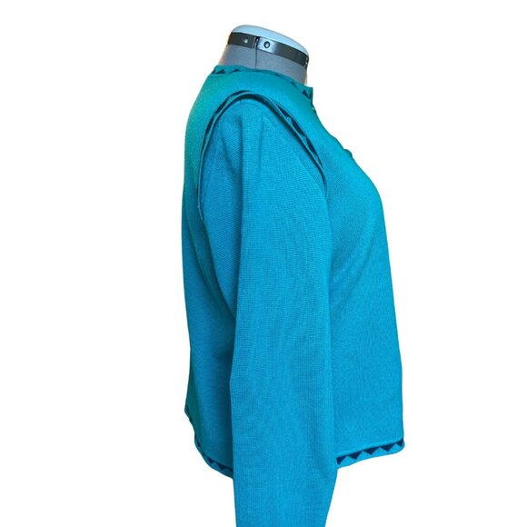 Vintage teal wool cardigan or light coat - Picture 4 of 8